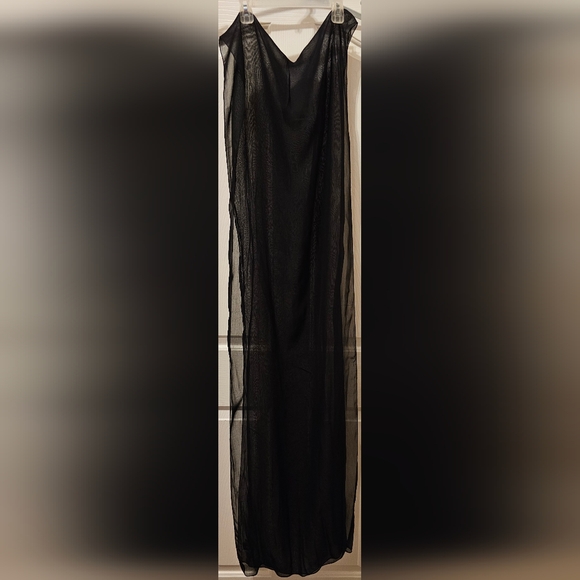 NWOT Ashro Black/Cream/Gold Nubian Dress w/Sheer Over Coat and Scarf - Picture 6 of 7